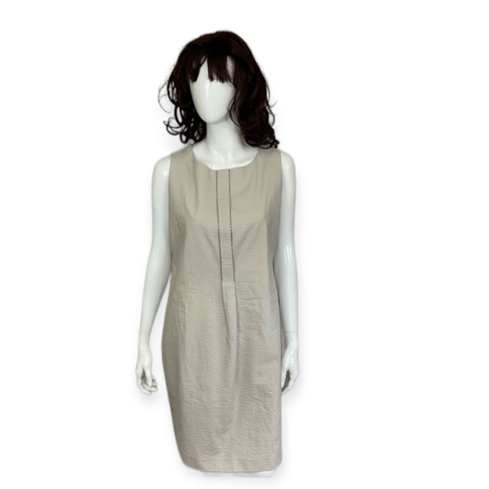 Fabiana Filippi Beige Crepe Cotton Sleeveless Shift Mini Dress L